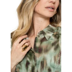 Geisha blouse dames green brown