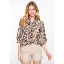 Geisha blouse dames sand black