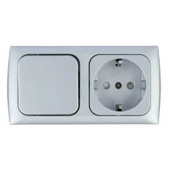 Haba C-line wandcontactdoos met schakelaar zilver