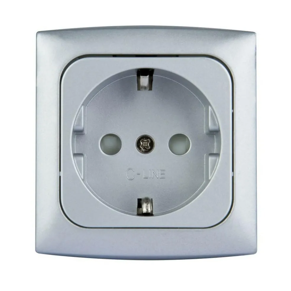 Haba C-line wandcontactdoos zilver