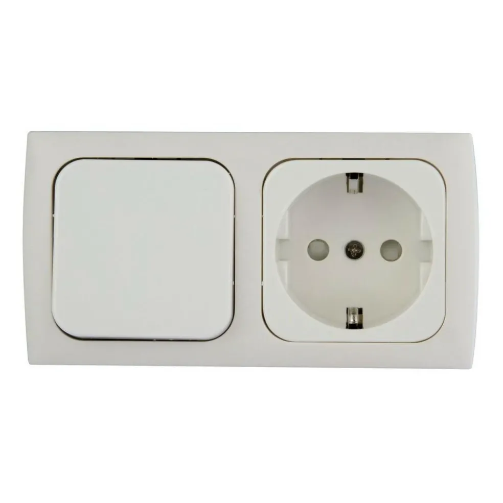 Haba C-line wandcontactdoos met schakelaar wit