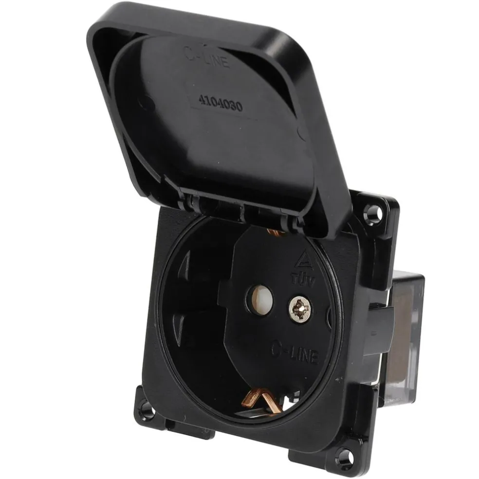 Haba C-Line wandcontactdoos met klep black