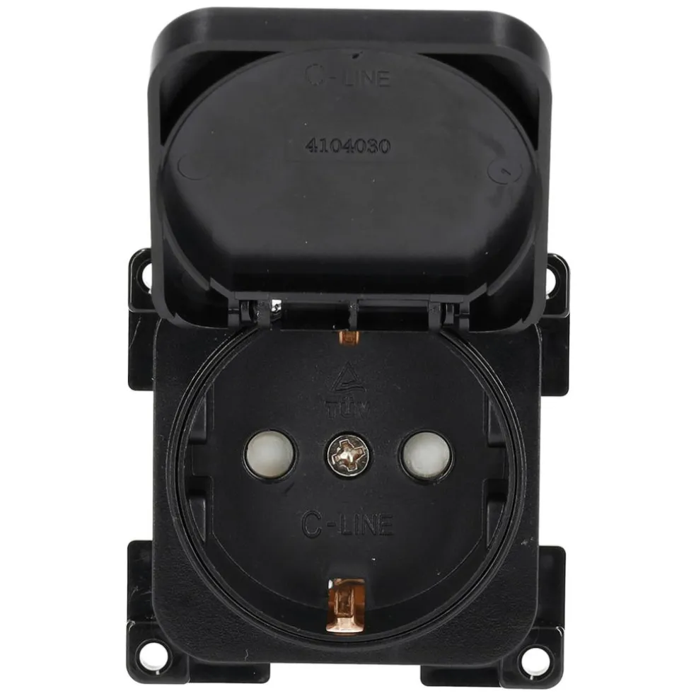 Haba C-Line wandcontactdoos met klep black