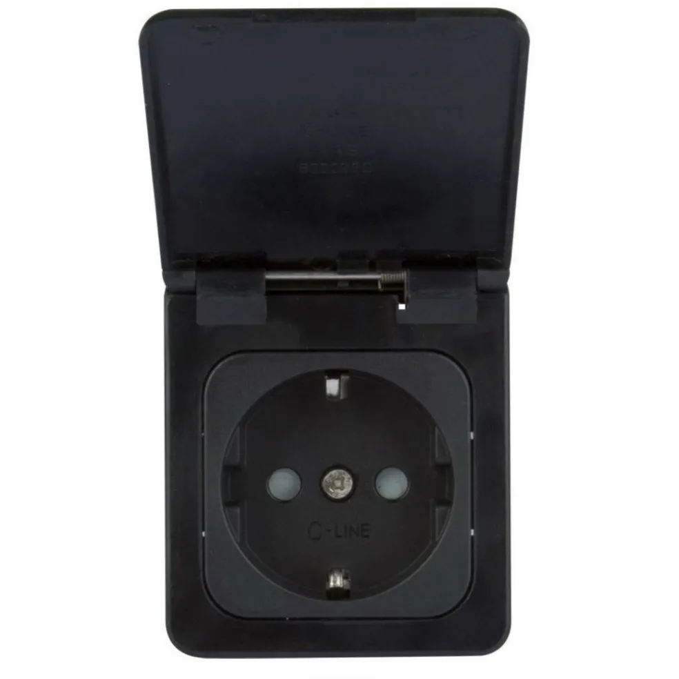 Haba C-line wandcontactdoos met klep zwart