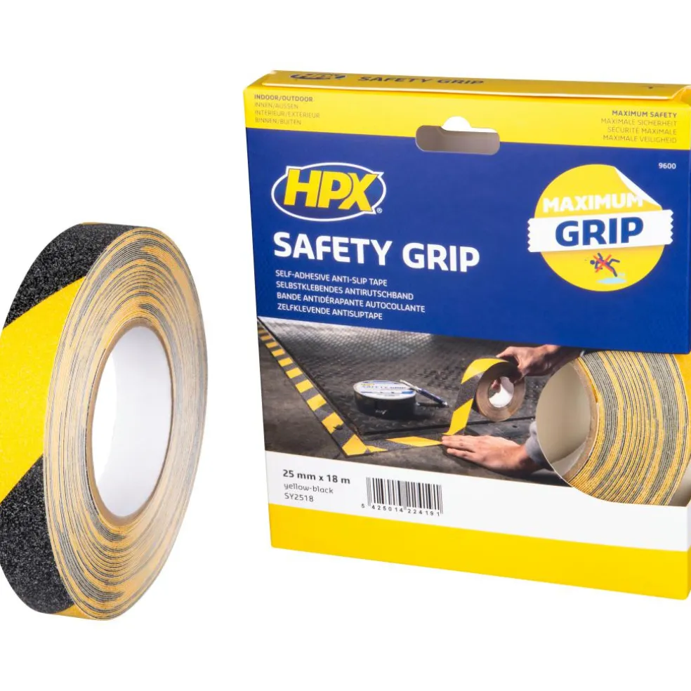 HPX Safety Grip tape 25 mm x 18 meter yellow black