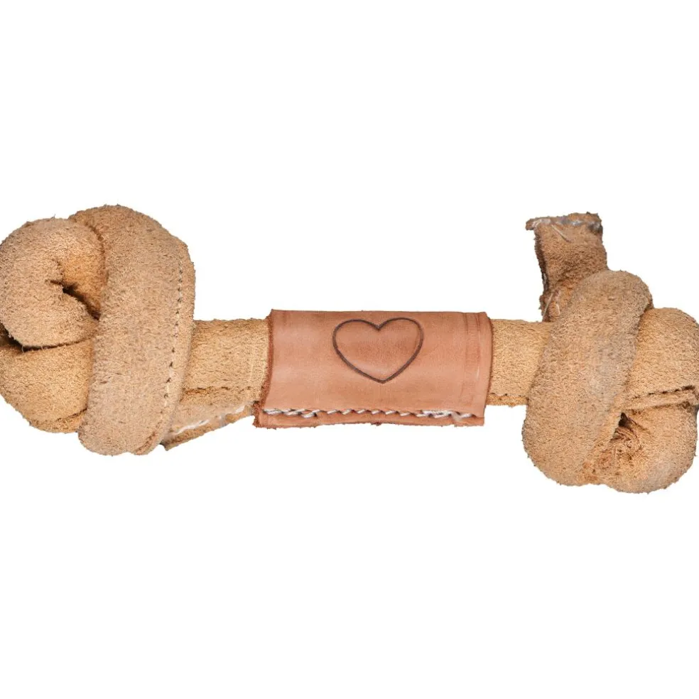 HuggleHounds Huggle-Hide Natural leather Knotted Bone Small hondenspeelgoed