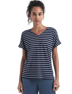 Icebreaker Drayden Reversible Stripe shirt dames midnight  navy snow