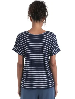 Icebreaker Drayden Reversible Stripe shirt dames midnight  navy snow
