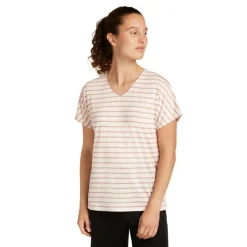 Icebreaker Drayden Reversible Stripe shirt dames ecru heather desert sand