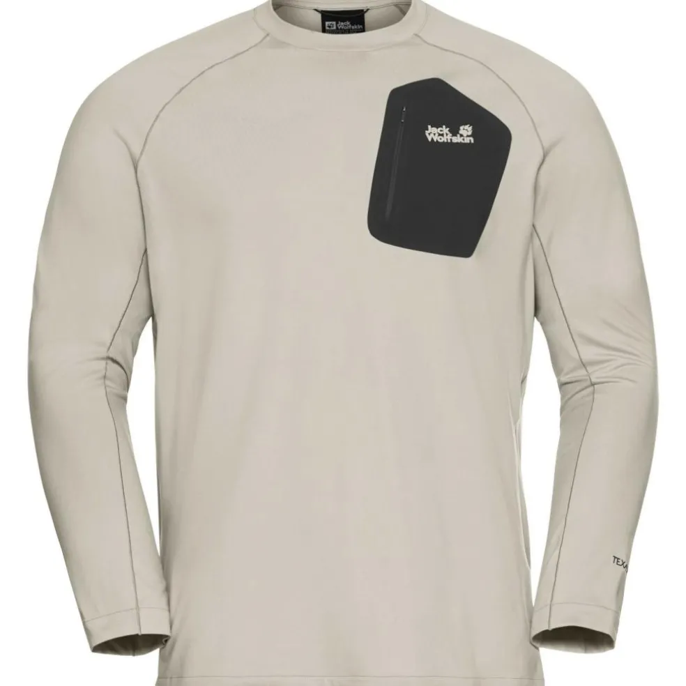 Jack Wolfskin Prelight Trail Crew shirt heren pale sand