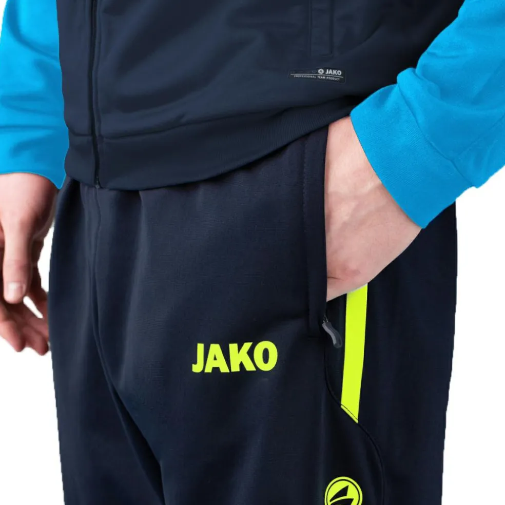 JAKO Allround Polyester trainingsbroek marine fluogeel