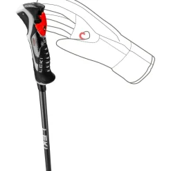 Leki Carbon 14 3D skistokken black dark anthracite bright red
