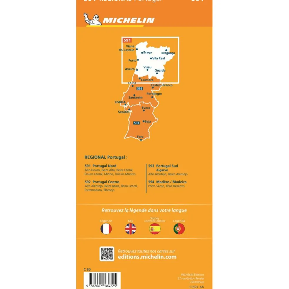 Michelin 591 Noord-Portugal wegenkaart