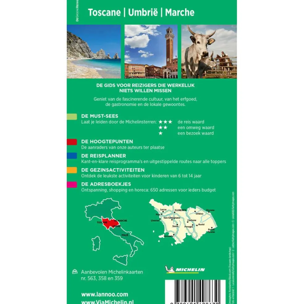 Michelin Toscane Umbrië Marche De Groene reisgids