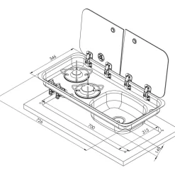 Navy Load  2-pits kook-spoelcombinatie rechts