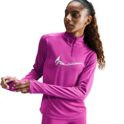 Nike Swoosh hardloopshirt dames hot fuchsia light wild mango