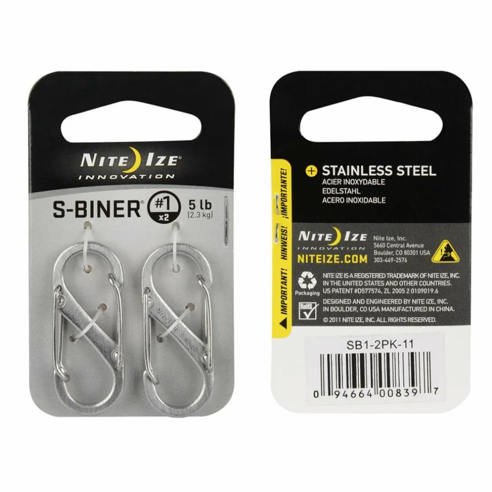 Nite Ize S-Biner #1 karabijnhaken zilver 2-pack