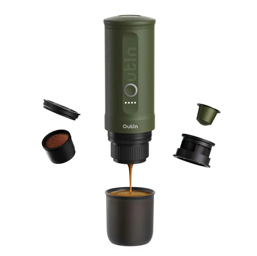 OutIn Traveler Gift Set draagbare espressomachine forest green