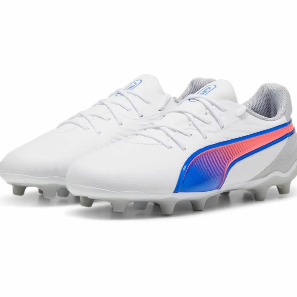 Puma KING MATCH FG AG voetbalschoenen junior PUMA white bluemazing flat light grey