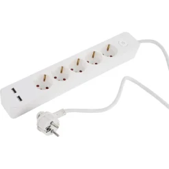 Q-Link 5-voudige stekkerdoos met schakelaar - 2X USB wit