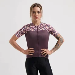 Rogelli Essential Graphic fietsshirt dames bordeaux coral