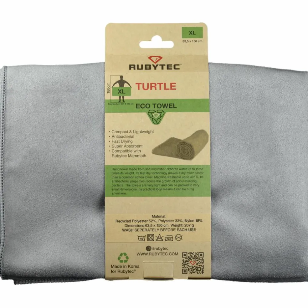 Rubytec Turtle ECO handdoek 150 x 63,5 cm grey