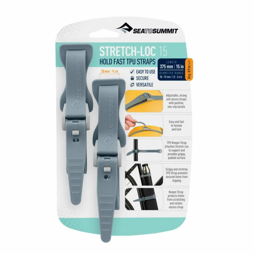 Sea To Summit Stretch-Loc TPU straps 375 x 20 mm grey per 2 stuks