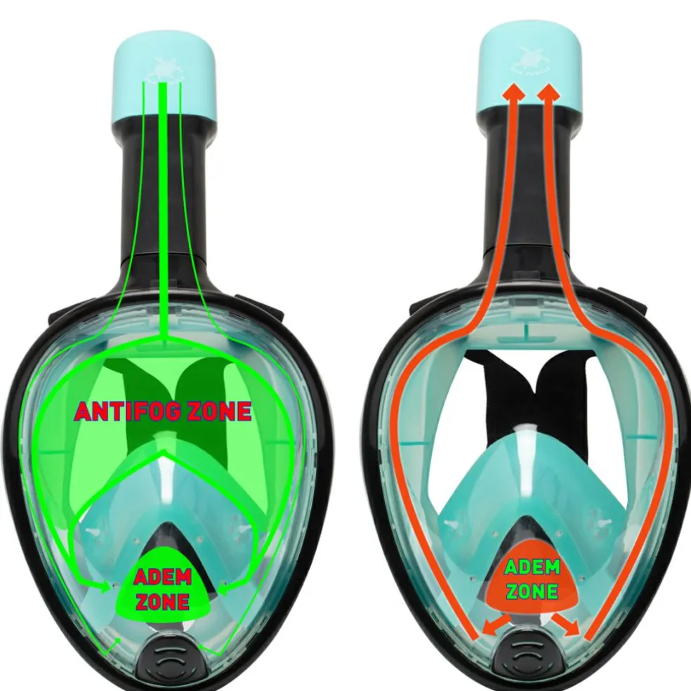 Sea Turtle snorkelmasker black turquoise - S - M