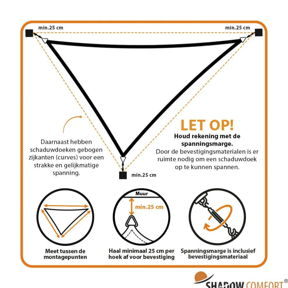 Shadow Comfort Driehoek schaduwdoek 400 x 450 x 500 cm arctic white