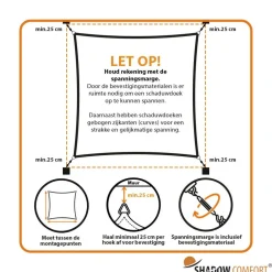 Shadow Comfort Waterdicht vierkant schaduwdoek 300 x 300 cm sand