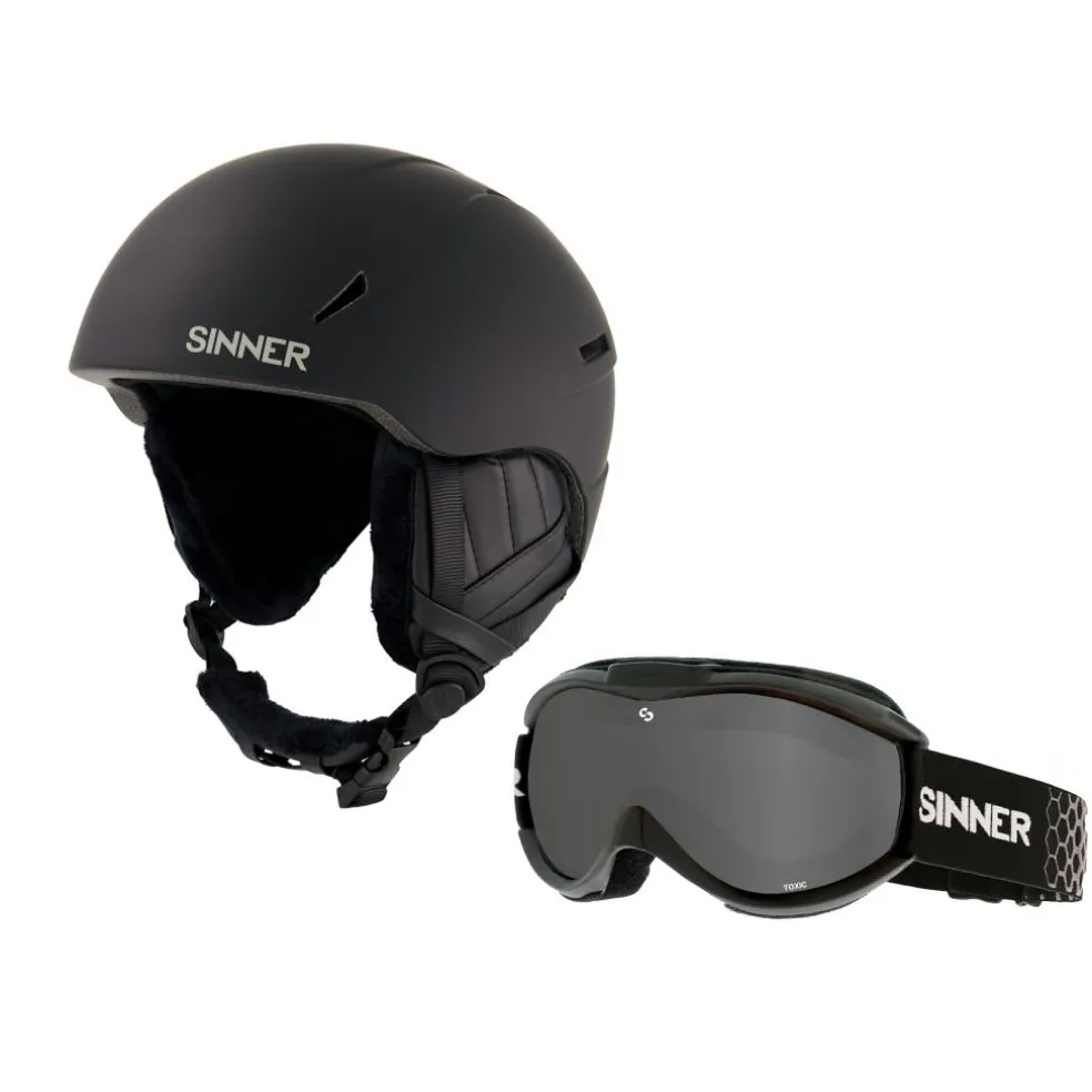 Sinner Combi-pack CREST skihelm met Toxic skibril black
