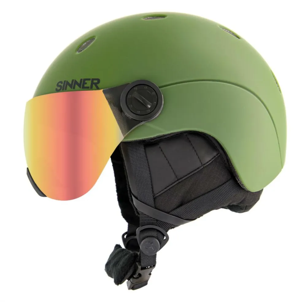 Sinner TITAN VISOR skihelm moss green red