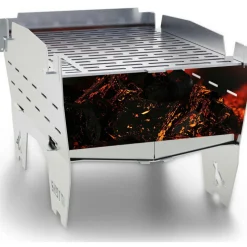 SKOTTI Mini Grill houtskoolbarbecue silver
