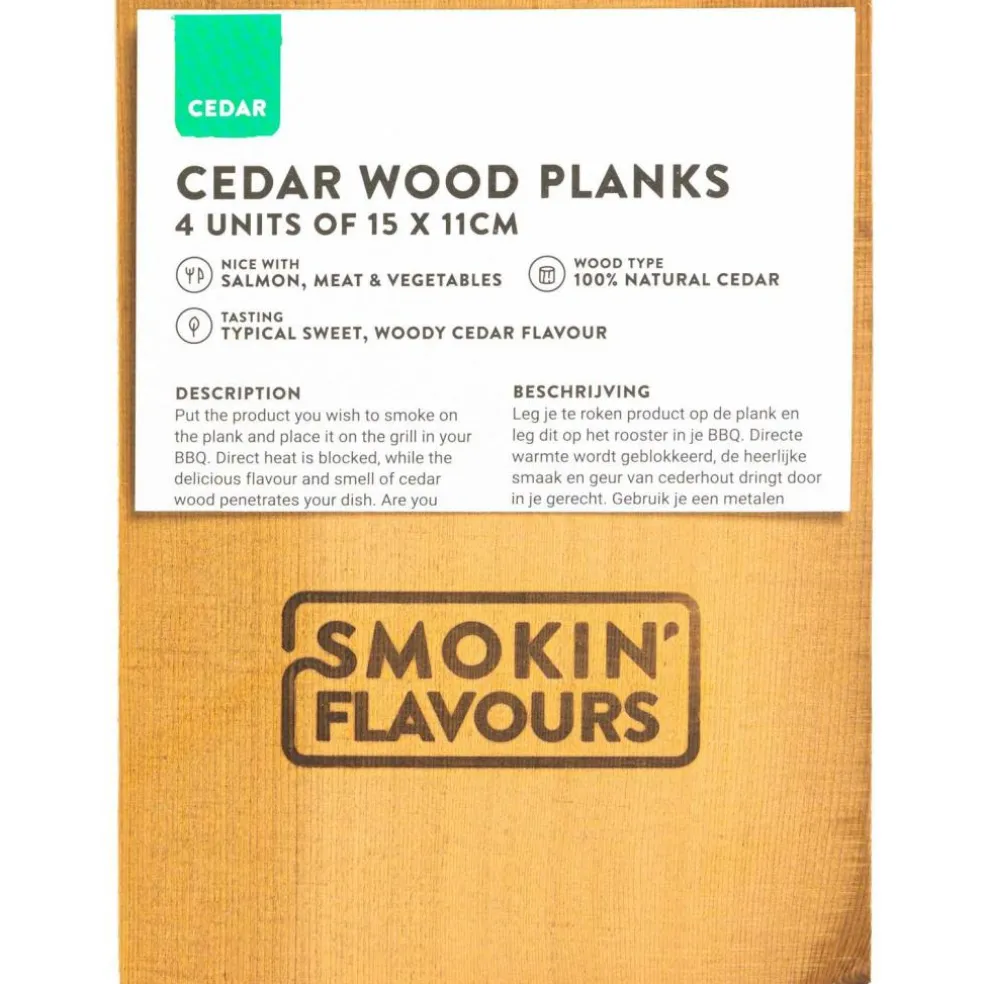 Smokin' Flavours Cederhouten rookplank 4 stuks