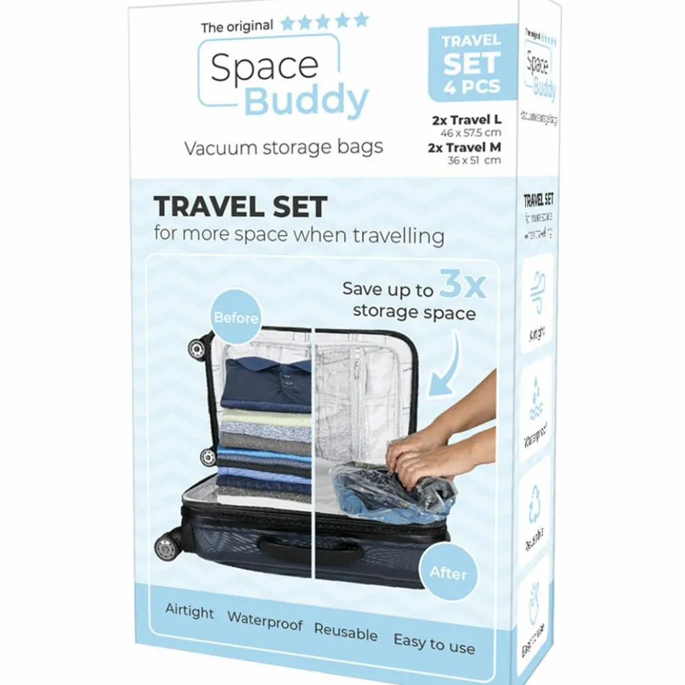 Space Buddy Vacuüm opbergzakken reisset 4-delig