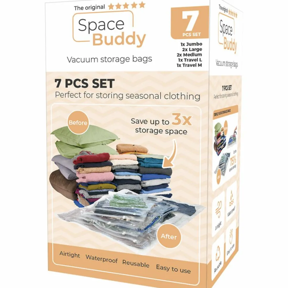 Space Buddy Vacuüm opbergzakken reisset 7-delig