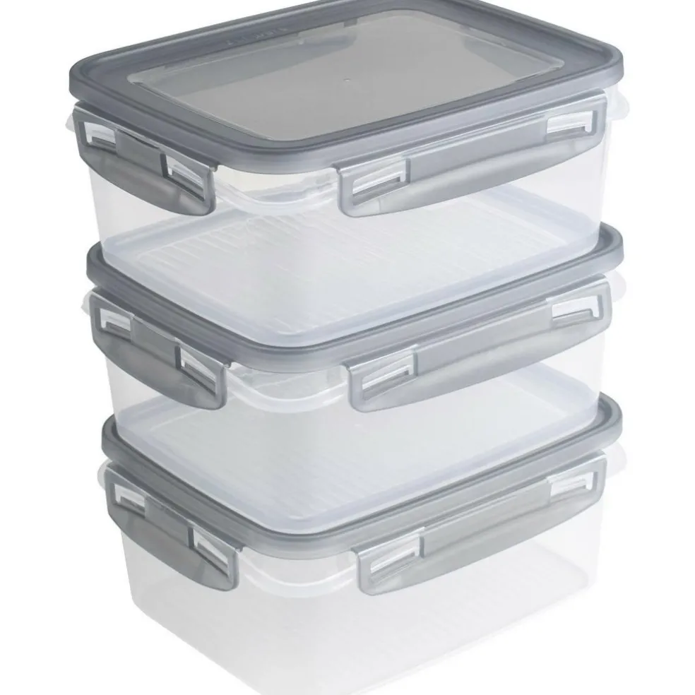 Sunware Club Cuisine vershouddoos 1,2 liter transparant grijs 3-pack