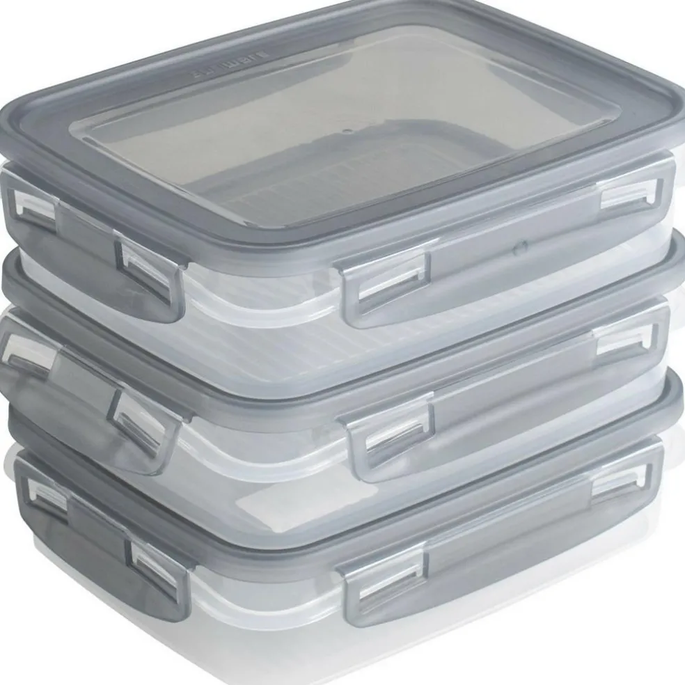 Sunware Club Cuisine vershouddoos 700 ml transparant grijs 3-pack