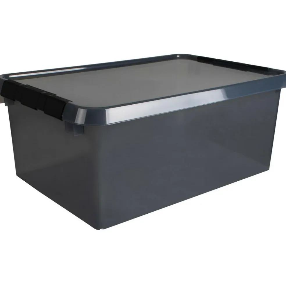 Sunware Comfort line opbergbox 45 liter transparant grijs zwart