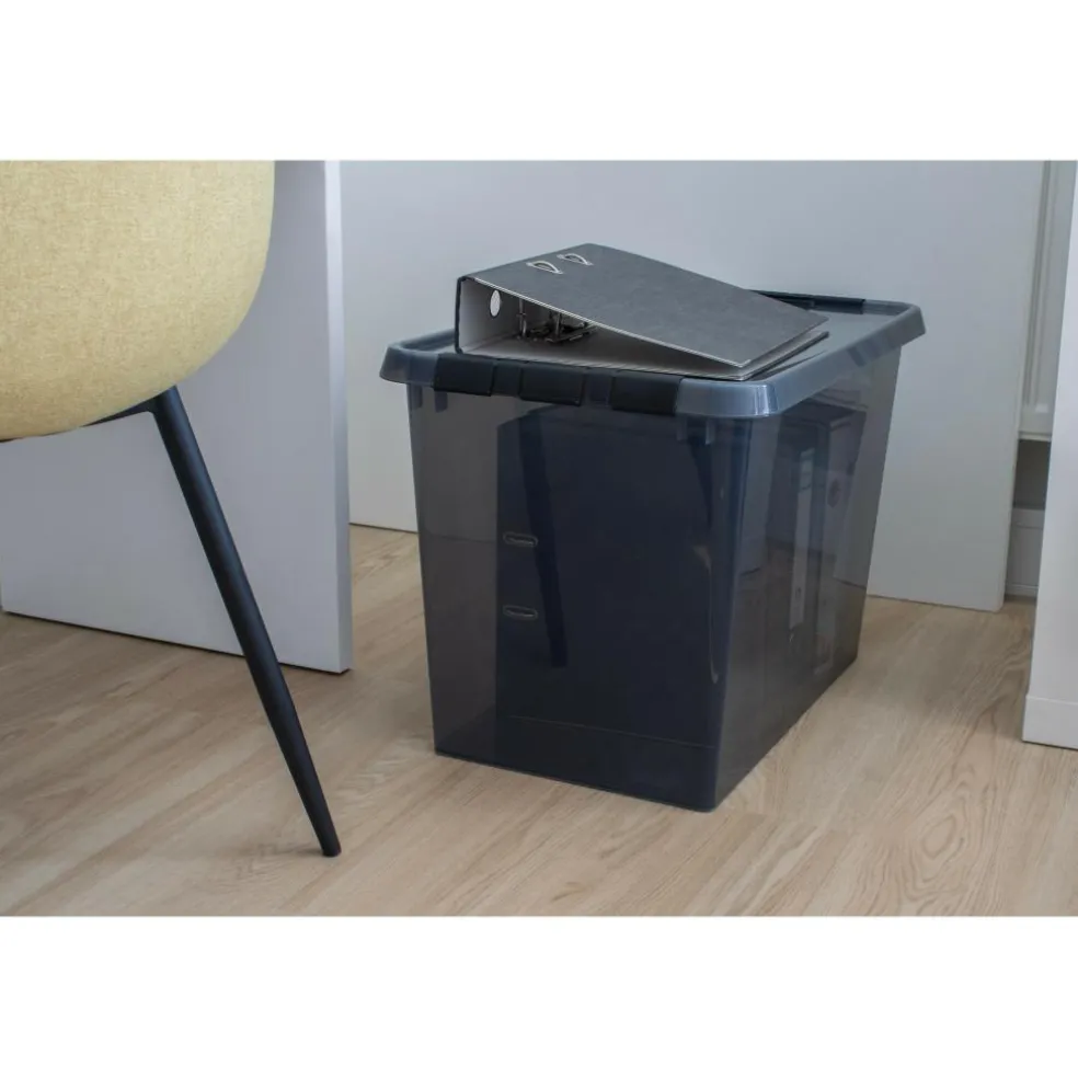 Sunware Comfort line opbergbox 72 liter transparant grijs zwart