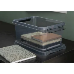 Sunware Comfort Line opbergbox 6 liter transparant grijs zwart