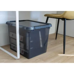 Sunware Comfort Line opbergbox 52 liter transparant grijs zwart