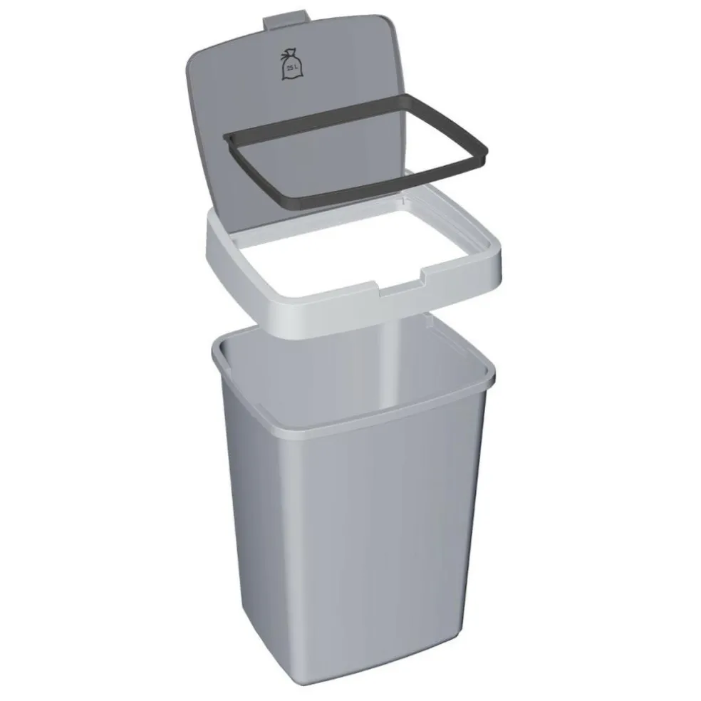 Sunware Delta prullenbak met klep 25 liter metaal zwart