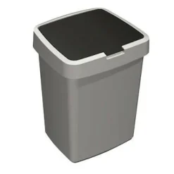 Sunware Delta prullenbak met klep 10 liter grijs zwart