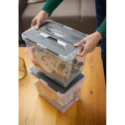 Sunware Onyx opbergbox 25 liter transparant antraciet