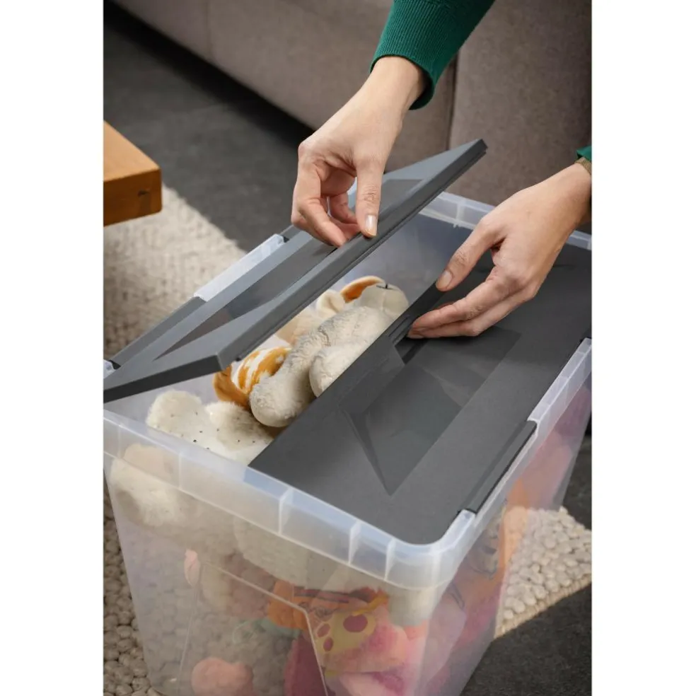 Sunware Onyx opbergbox 40 liter transparant antraciet