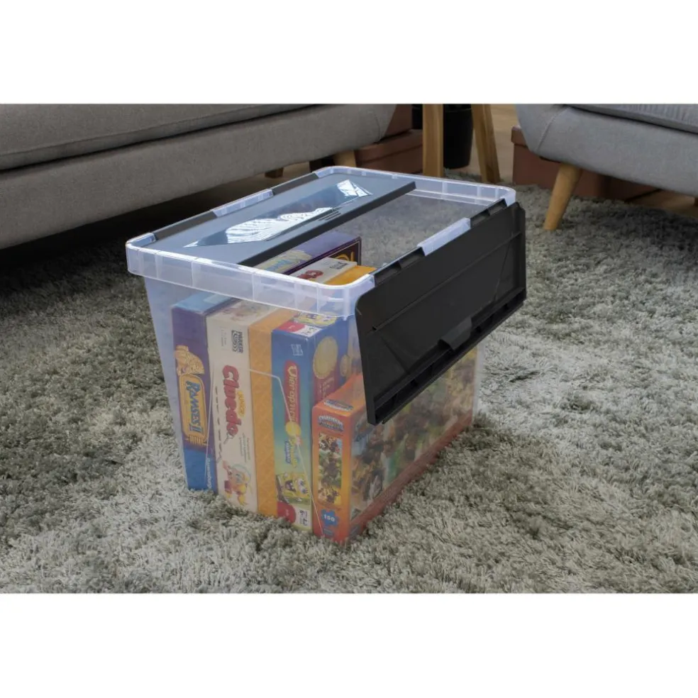 Sunware Onyx opbergbox 40 liter transparant antraciet