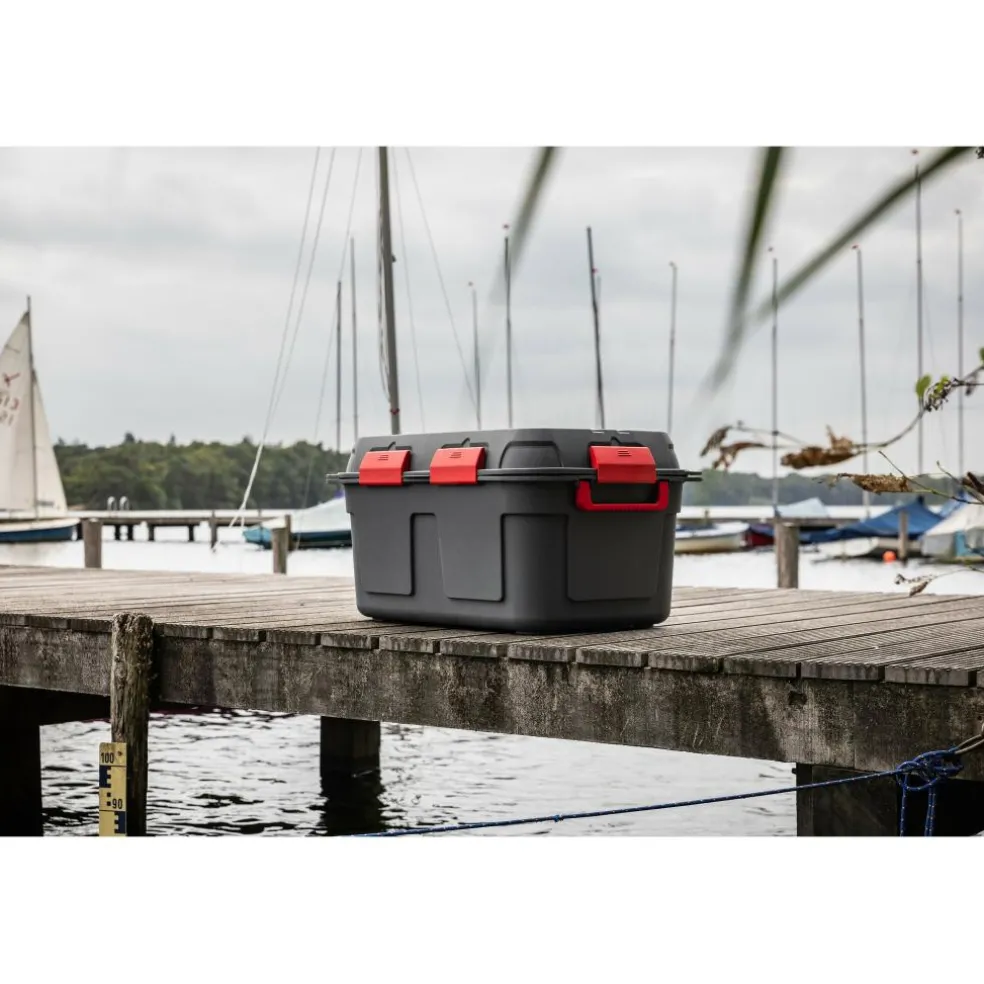 Sunware Q-line opbergbox 130 liter antraciet rood