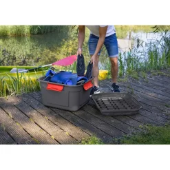 Sunware Q-line opbergbox 90 liter antraciet rood