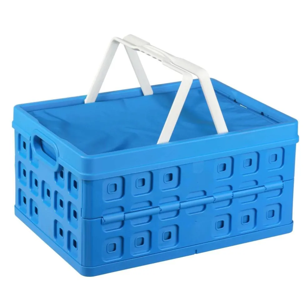 Sunware Square vouwkrat met handgreep en koeltas 32 liter blauw